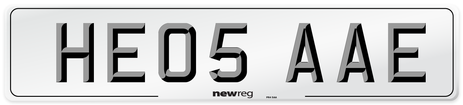 HE05 AAE Number Plate from New Reg